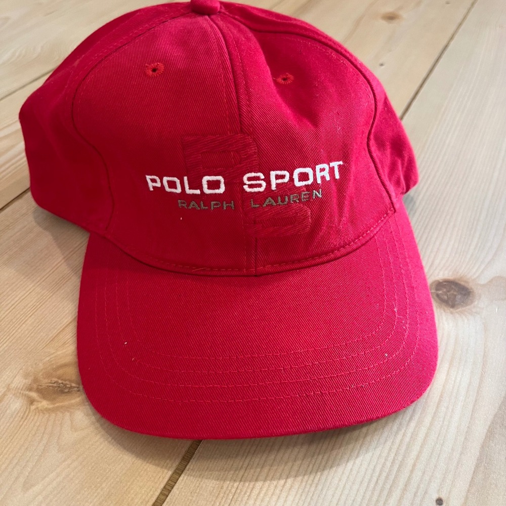 New Polo Sport Mens Baseball Cap Red Vintage 90s Streetwear OS Adjustable Cotton